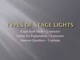 Types of Stage Lights