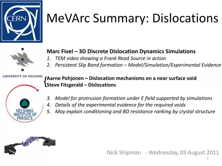 mevarc summary dislocations