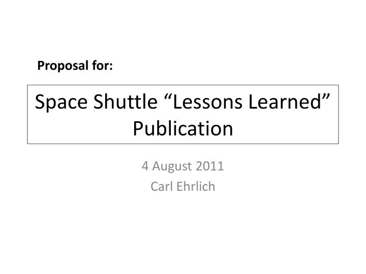 space shuttle lessons learned publication