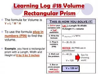 Learning Log #18 Volume Rectangular Prism