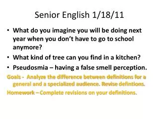 Senior English 1/18/11