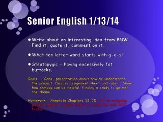 Senior English 1/13/14