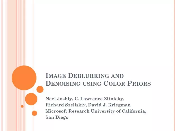image deblurring and denoising using color priors