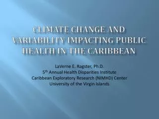 Climate Change and Variability Impacting Public Health in the Caribbean