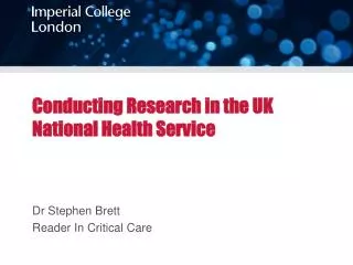 Conducting Research in the UK National Health Service