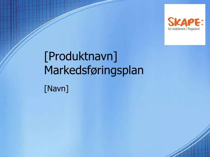 produktnavn markedsf ringsplan