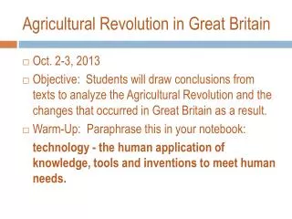 Agricultural Revolution in Great Britain
