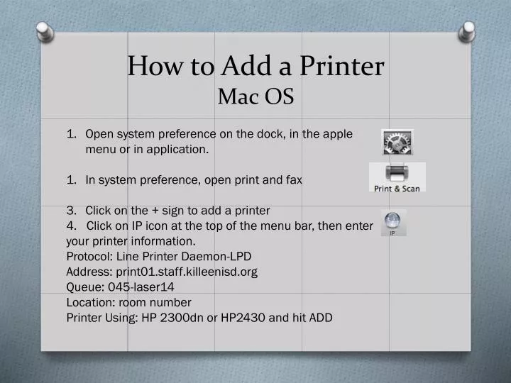how to add a printer mac os