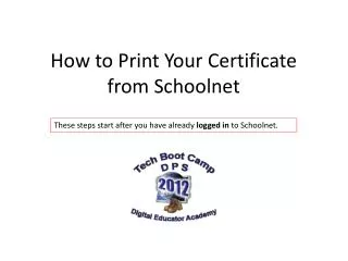 How to Print Your Certificate from Schoolnet