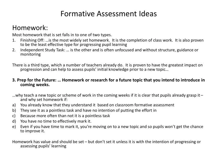 formative assessment ideas