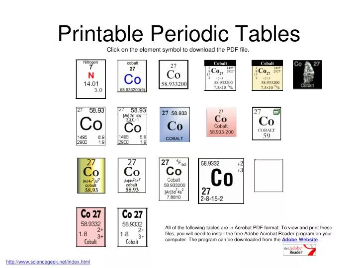 printable periodic tables