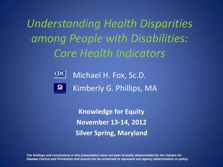 understanding health disparities among people with disabilities core health indicators