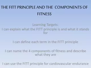 the fitt principle and the components of fitness
