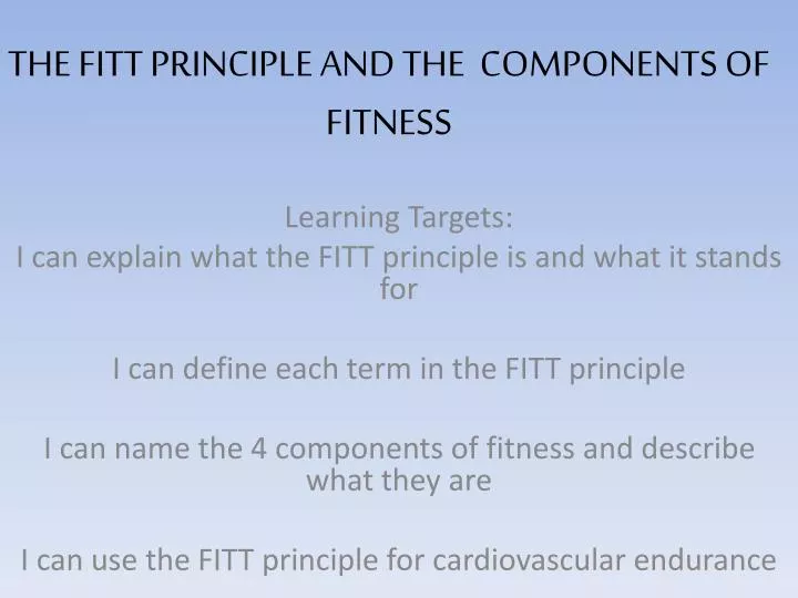 the fitt principle and the components of fitness