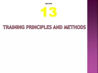 Training Principles and Methods