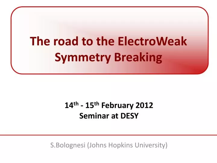 the road to the electroweak symmetry breaking