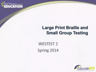 Large Print Braille and Small Group Testing
