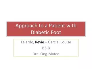 approach to a p atient with diabetic foot