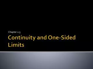 Continuity and One-Sided Limits