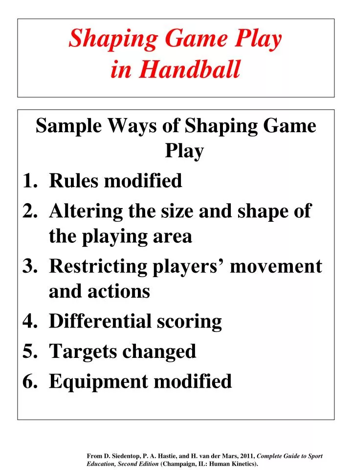 shaping game play in handball