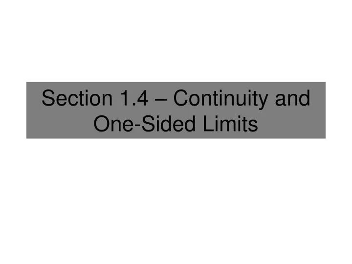 section 1 4 continuity and one sided limits