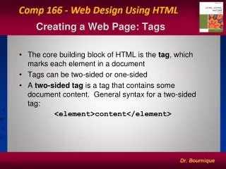 Creating a Web Page: Tags