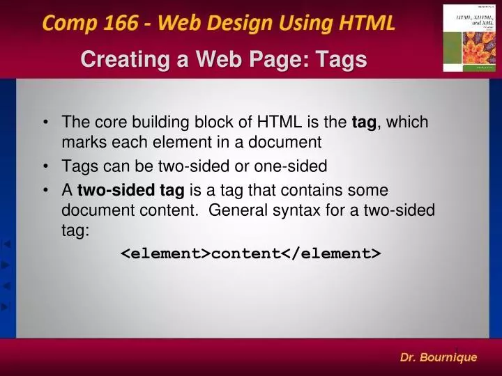 creating a web page tags