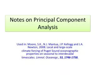 Notes on Principal Component Analysis