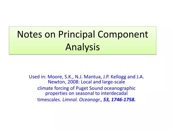 notes on principal component analysis
