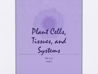Plant Cells, Tissues, and Systems
