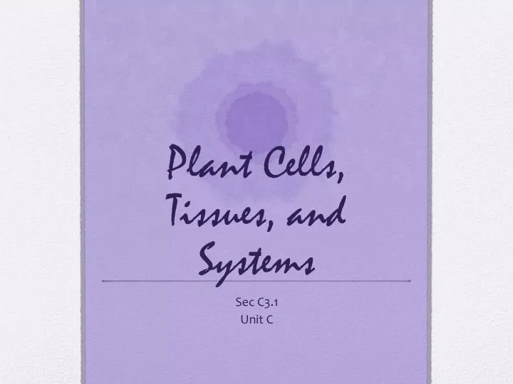 plant cells tissues and systems