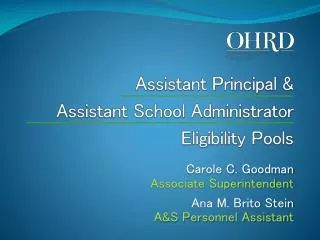 Assistant Principal &amp; Assistant School Administrator Eligibility Pools