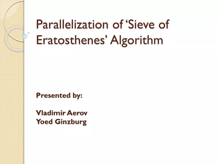 parallelization of sieve of eratosthenes algorithm