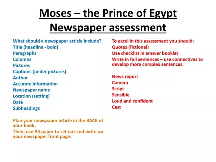 moses the prince of egypt newspaper assessment
