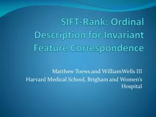 SIFT-Rank: Ordinal Description for Invariant Feature Correspondence