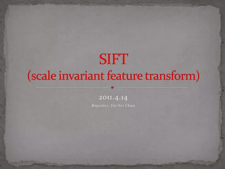 sift scale invariant feature transform