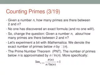 Counting Primes (3/19)