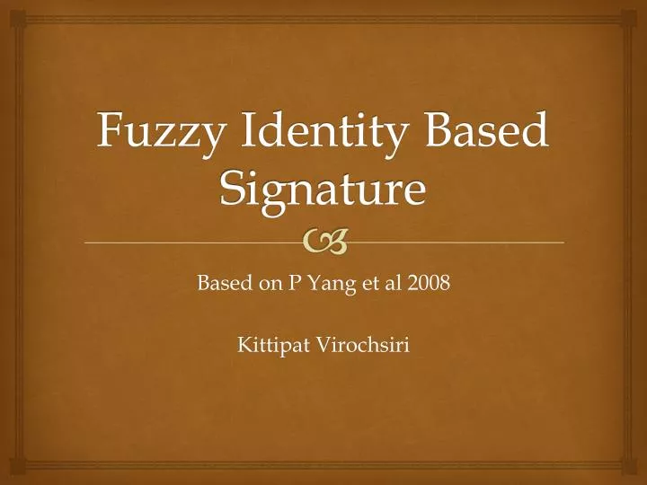fuzzy identity based signature