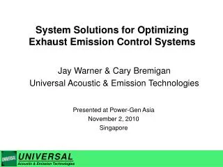System Solutions for Optimizing Exhaust Emission Control Systems