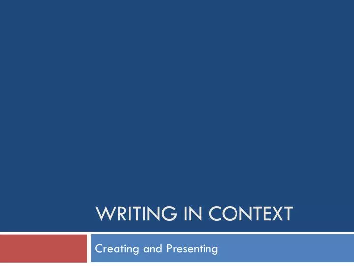 writing in context