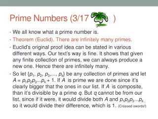 Prime Numbers (3/17 )