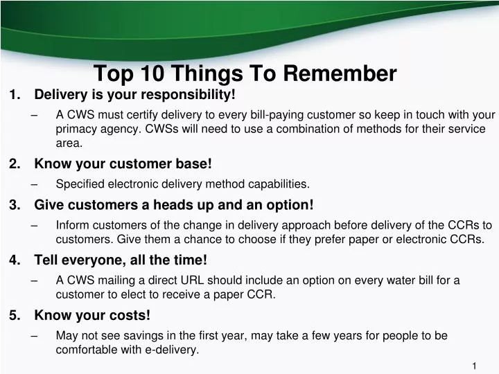 top 10 things to remember