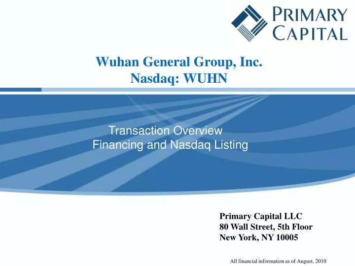 wuhan general group inc nasdaq wuhn