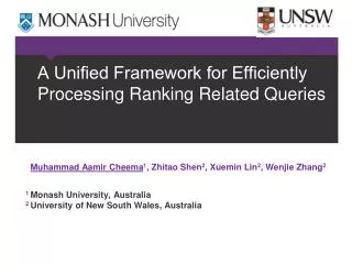 A Uni?ed Framework for Ef?ciently Processing Ranking Related Queries