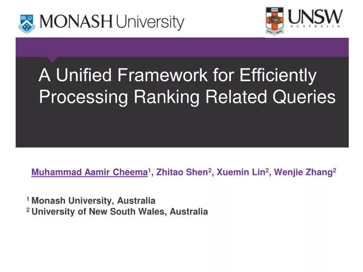 a uni ed framework for ef ciently processing ranking related queries