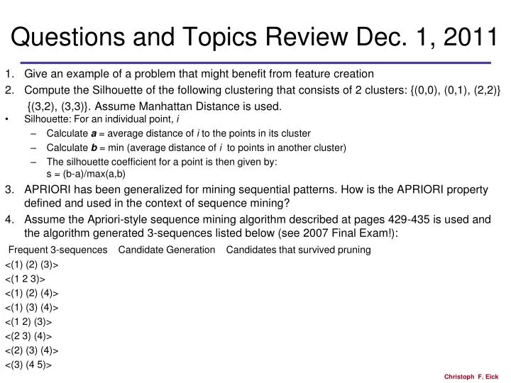 questions and topics review dec 1 2011