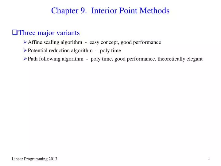 chapter 9 interior point methods