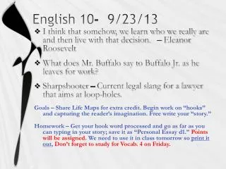 English 10- 9/23/13