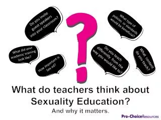 What do teachers think about Sexuality Education? And why it matters.