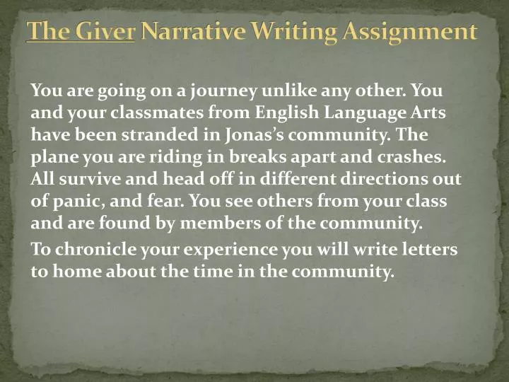the giver narrative writing assignment
